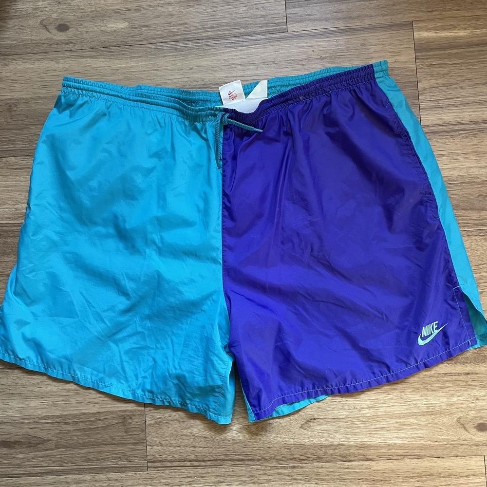 Vintage Rare 90s Nike Swim Shorts Men's XL Colorblock Surf Style